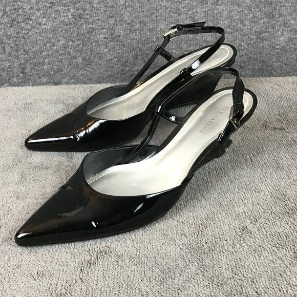 Ann Taylor Kitten Heel Look Pointed Toe Wedge Pointed Toe Sz 6N Patent Leather - Picture 9 of 11